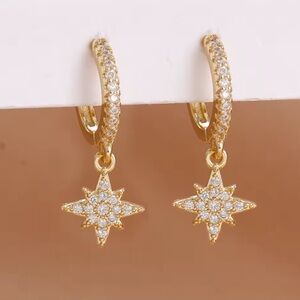 Gold Star Huggie Hoop Earrings